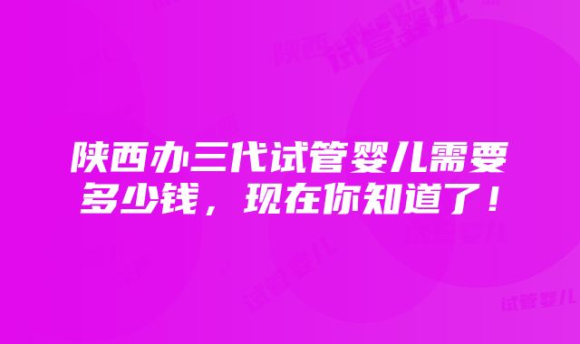 陕西办三代试管婴儿需要多少钱，现在你知道了！