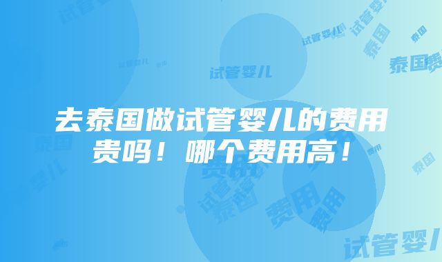 去泰国做试管婴儿的费用贵吗！哪个费用高！