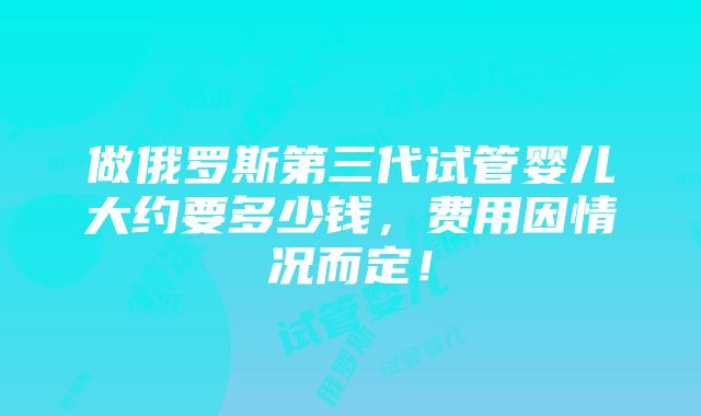 做俄罗斯第三代试管婴儿大约要多少钱，费用因情况而定！