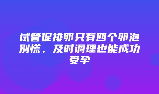 试管促排卵只有四个卵泡别慌，及时调理也能成功受孕