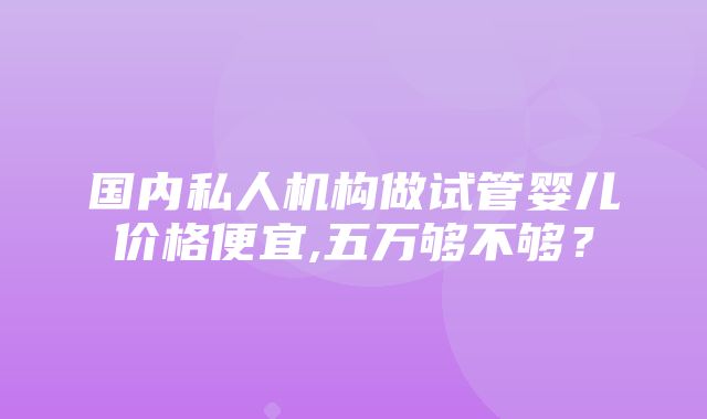 国内私人机构做试管婴儿价格便宜,五万够不够？