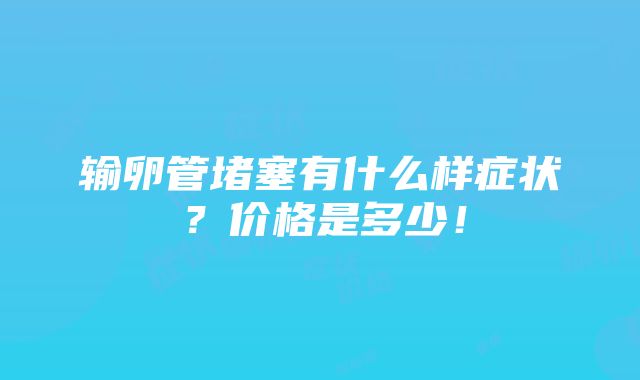 输卵管堵塞有什么样症状？价格是多少！