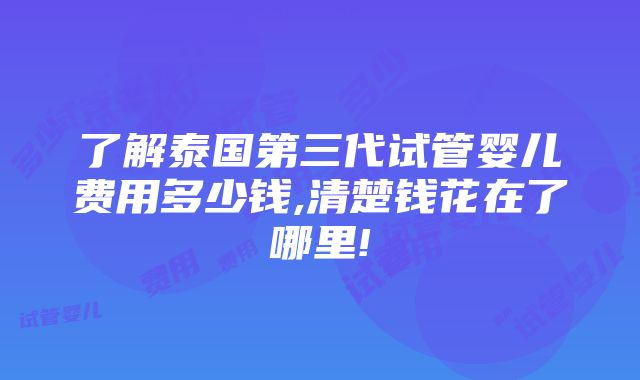 了解泰国第三代试管婴儿费用多少钱,清楚钱花在了哪里!