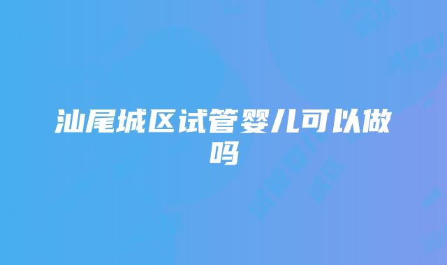 汕尾城区试管婴儿可以做吗