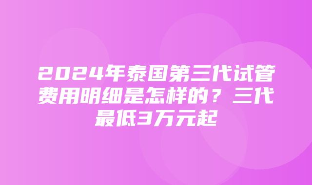 2024年泰国第三代试管费用明细是怎样的？三代最低3万元起