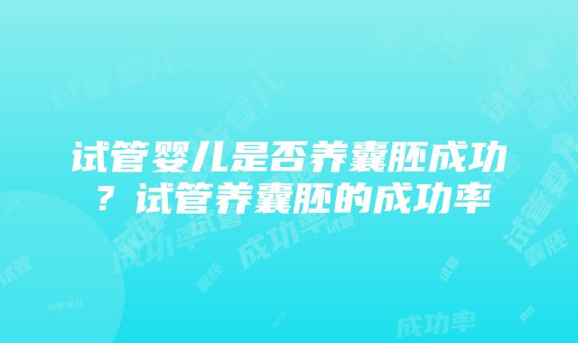 试管婴儿是否养囊胚成功？试管养囊胚的成功率