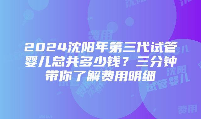 2024沈阳年第三代试管婴儿总共多少钱？三分钟带你了解费用明细