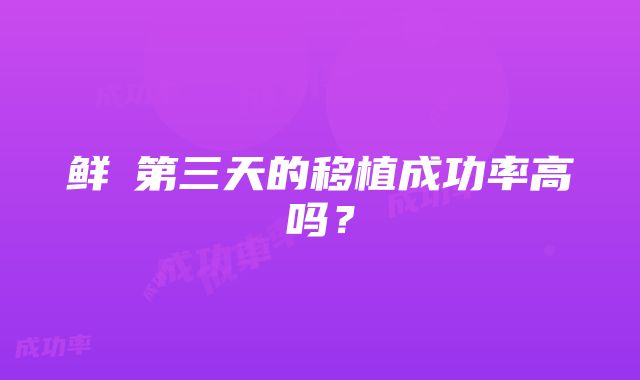 鲜肧第三天的移植成功率高吗？