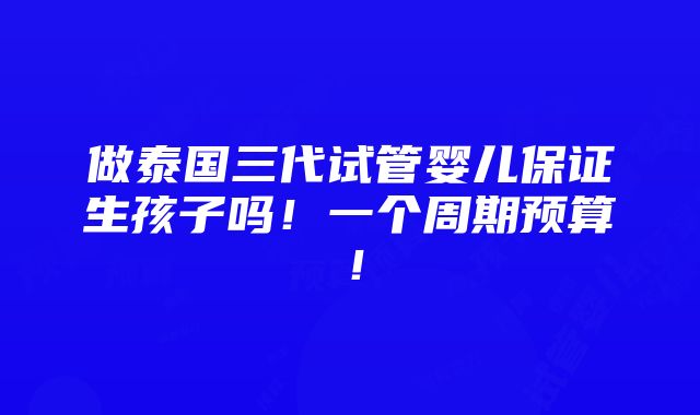 做泰国三代试管婴儿保证生孩子吗！一个周期预算！