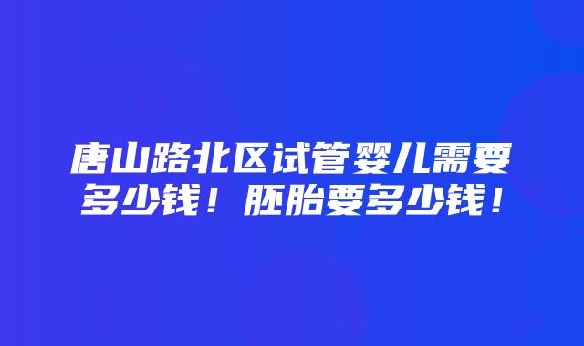 唐山路北区试管婴儿需要多少钱！胚胎要多少钱！