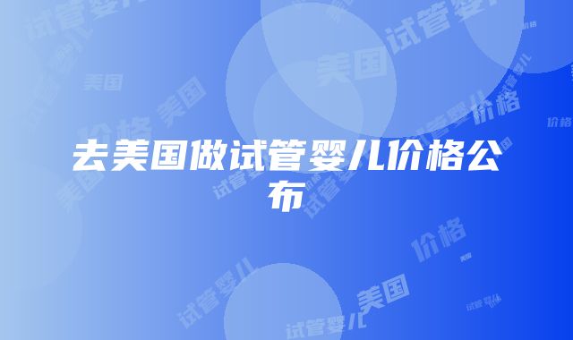 去美国做试管婴儿价格公布