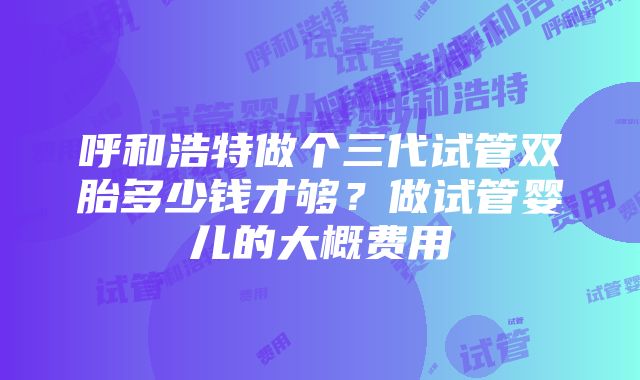 呼和浩特做个三代试管双胎多少钱才够？做试管婴儿的大概费用