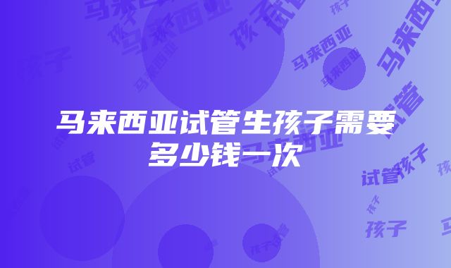 马来西亚试管生孩子需要多少钱一次