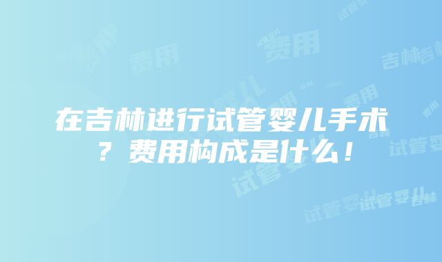 在吉林进行试管婴儿手术？费用构成是什么！