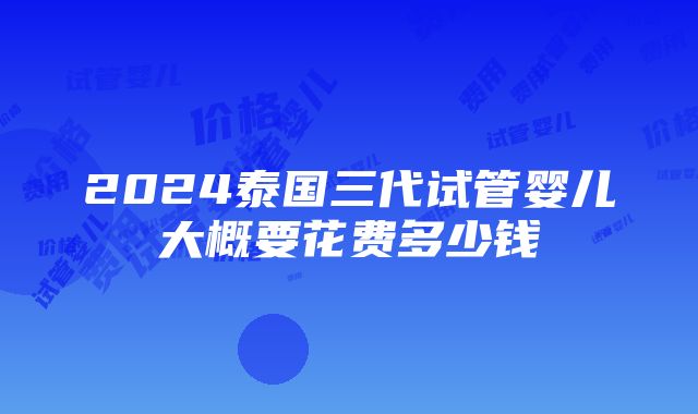 2024泰国三代试管婴儿大概要花费多少钱