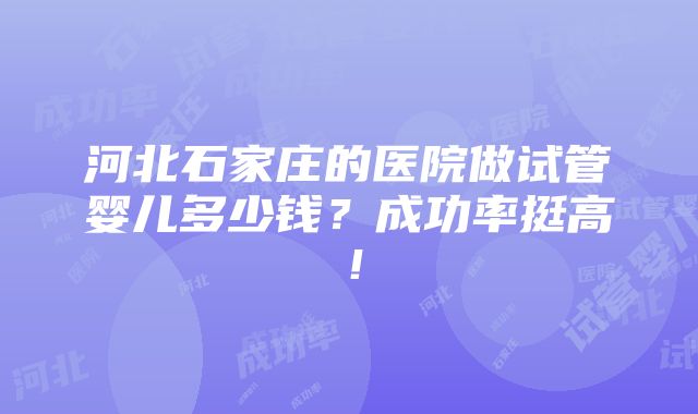 河北石家庄的医院做试管婴儿多少钱？成功率挺高！