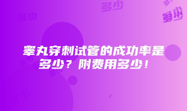 睾丸穿刺试管的成功率是多少？附费用多少！