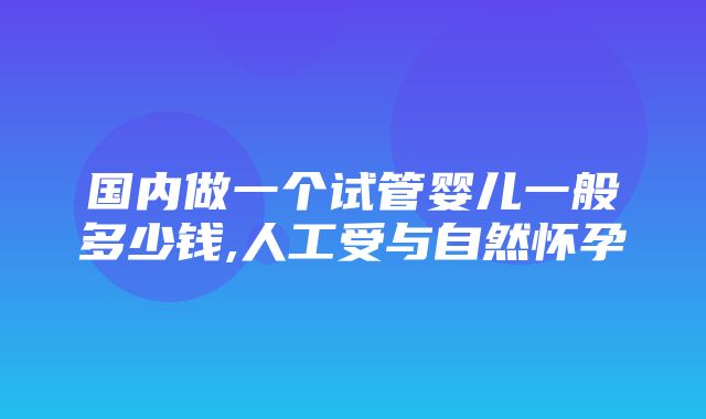 国内做一个试管婴儿一般多少钱,人工受与自然怀孕