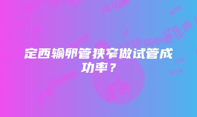 定西输卵管狭窄做试管成功率？