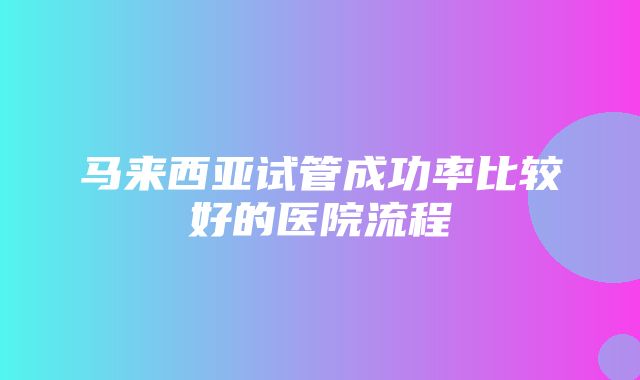 马来西亚试管成功率比较好的医院流程