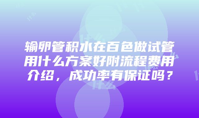 输卵管积水在百色做试管用什么方案好附流程费用介绍，成功率有保证吗？