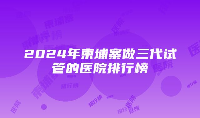 2024年柬埔寨做三代试管的医院排行榜