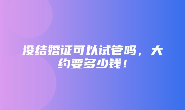 没结婚证可以试管吗，大约要多少钱！