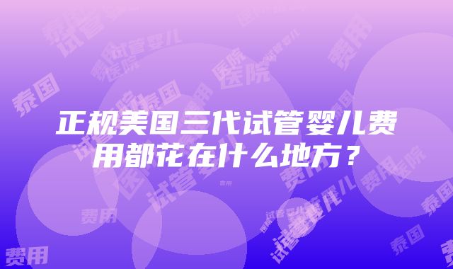 正规美国三代试管婴儿费用都花在什么地方？