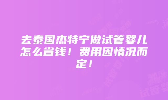 去泰国杰特宁做试管婴儿怎么省钱！费用因情况而定！