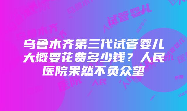 乌鲁木齐第三代试管婴儿大概要花费多少钱？人民医院果然不负众望