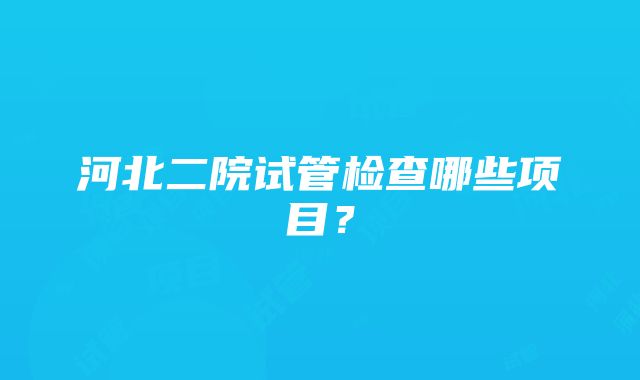 河北二院试管检查哪些项目？