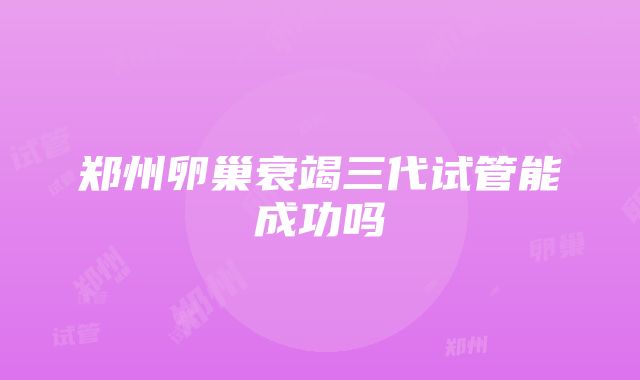 郑州卵巢衰竭三代试管能成功吗