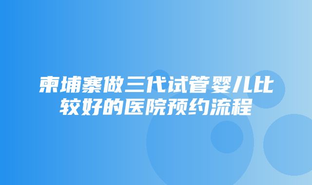 柬埔寨做三代试管婴儿比较好的医院预约流程