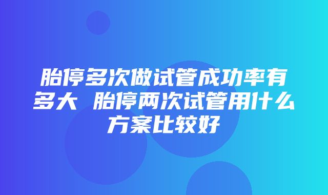 胎停多次做试管成功率有多大 胎停两次试管用什么方案比较好