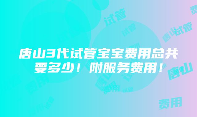 唐山3代试管宝宝费用总共要多少！附服务费用！