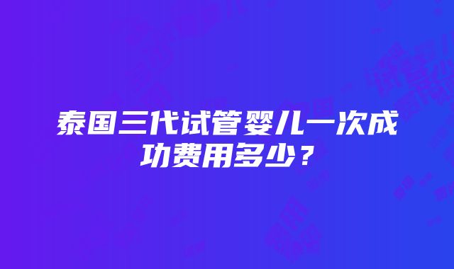 泰国三代试管婴儿一次成功费用多少？