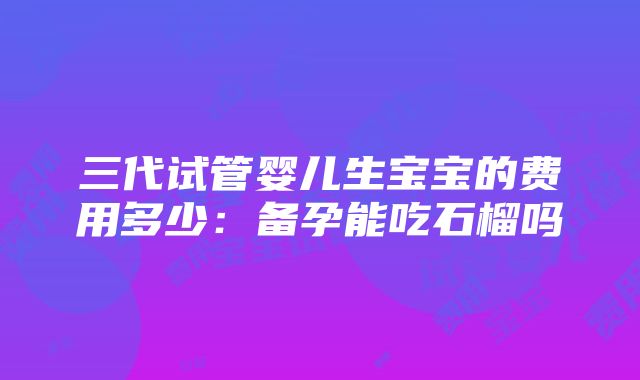 三代试管婴儿生宝宝的费用多少：备孕能吃石榴吗