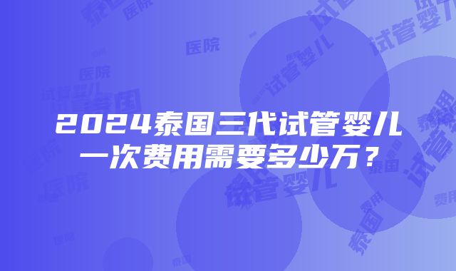 2024泰国三代试管婴儿一次费用需要多少万？