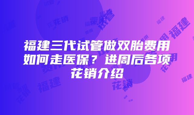 福建三代试管做双胎费用如何走医保？进周后各项花销介绍