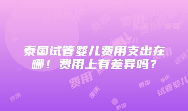 泰国试管婴儿费用支出在哪！费用上有差异吗？