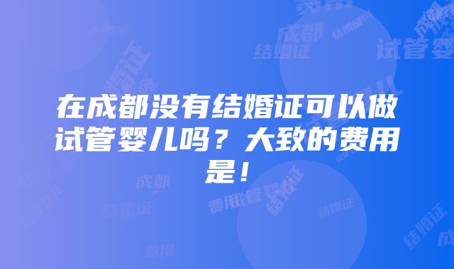 在成都没有结婚证可以做试管婴儿吗？大致的费用是！