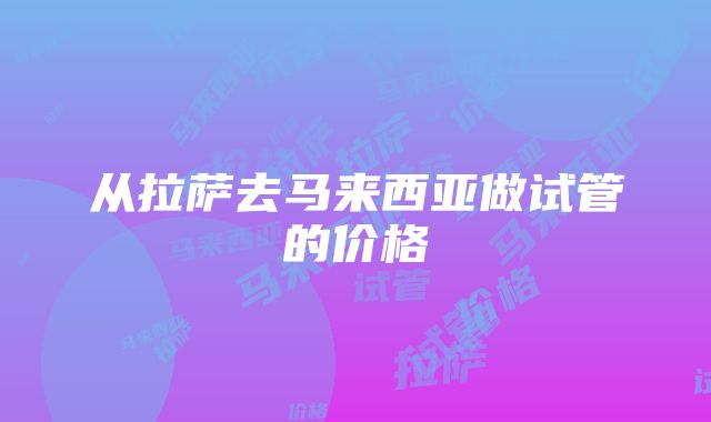 从拉萨去马来西亚做试管的价格