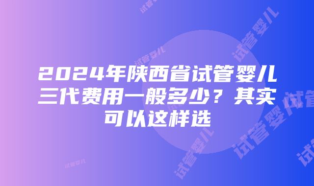 2024年陕西省试管婴儿三代费用一般多少？其实可以这样选