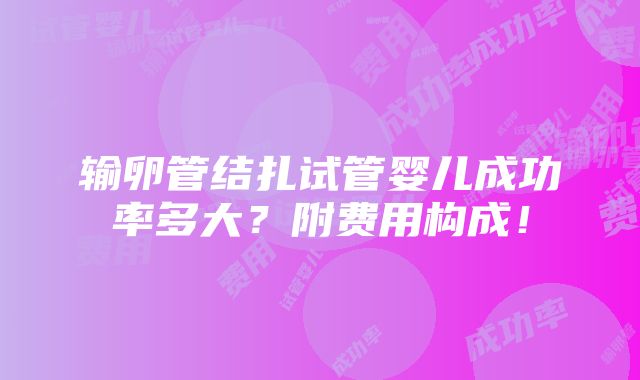 输卵管结扎试管婴儿成功率多大？附费用构成！