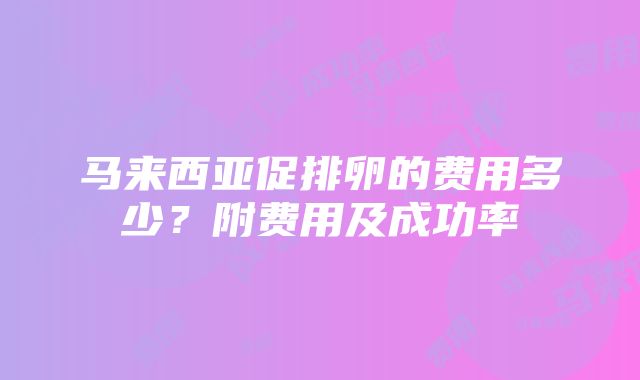 马来西亚促排卵的费用多少？附费用及成功率