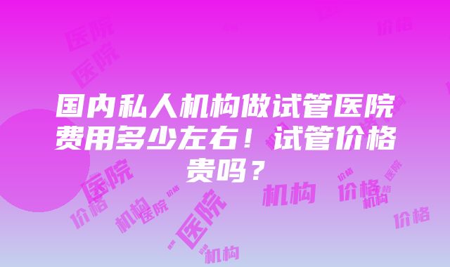 国内私人机构做试管医院费用多少左右！试管价格贵吗？