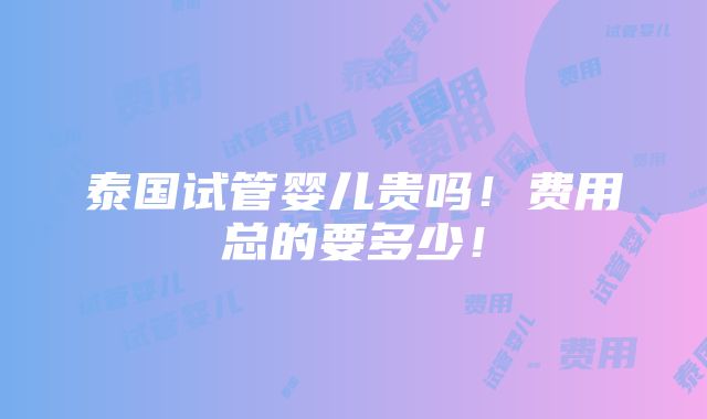 泰国试管婴儿贵吗！费用总的要多少！