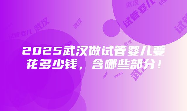 2025武汉做试管婴儿要花多少钱，含哪些部分！