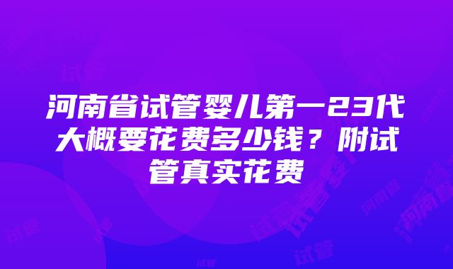 河南省试管婴儿第一23代大概要花费多少钱？附试管真实花费