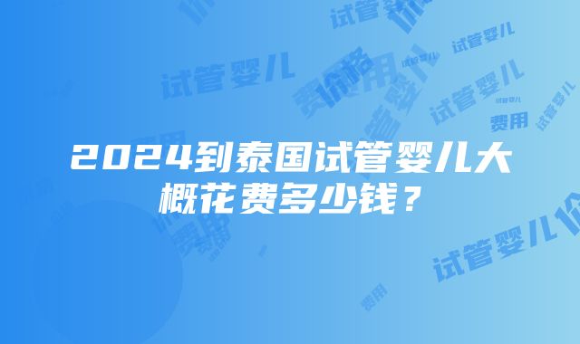 2024到泰国试管婴儿大概花费多少钱？